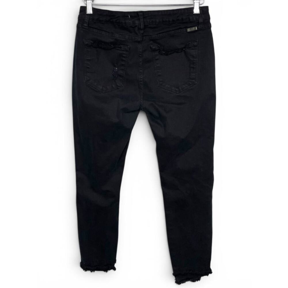 Black distressed Kancan midrise skinny jeans with double raw hem size 29 - Picture 6 of 9